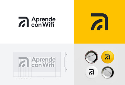 Aprende con Wifi aprende brand branding design identity logo mark minimal monogram path wifi