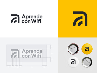 Aprende con Wifi aprende brand branding design identity logo mark minimal monogram path wifi