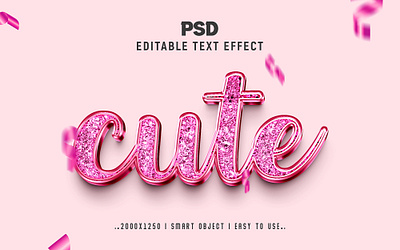 Cute 3D Editable PSD Text Effect Style 3d action cute cute 3d editable psd text effect cute 3d text cute psd effect editable psd text fx graphic design headline photoshop pink text effect