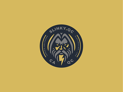 Slinky.qc Logo Design beard logo branding electric electrician graphic design illustration logo mascot logo visual identity zeus