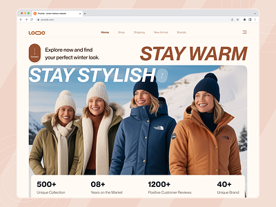 Winter Fashion Landing Page app branding creative agency design ecommerce graphic design home decor illustration landing page logo online store pixo lab shopify ui ui design vector website website design winter winter fashion landing page