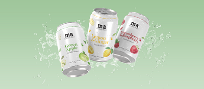 MA SPARKLING WATER CAN DESIGNS graphic design handdrawn illustrations lemonade packaging design raspberry sparkling sparkling water strawberry water