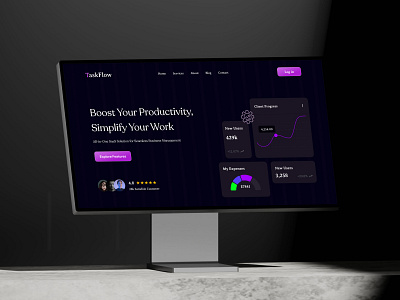 TaskFlow Web Design📊 branding business design finance financemanagement graphic design growup landing page marketing taskflow uiux user interface web design website website design