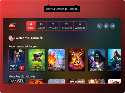 Daily UI Challenge #88 - An OTT app for smart TV daily ui challenge design hype 4 academy ott app for smart tv smart tv interface square.one ui ux ux design