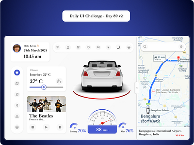 Daily UI Challenge #89 - A car dashboard screen UI car dashboard ui daily ui challenge design hype 4 academy square.one ui ux ux design