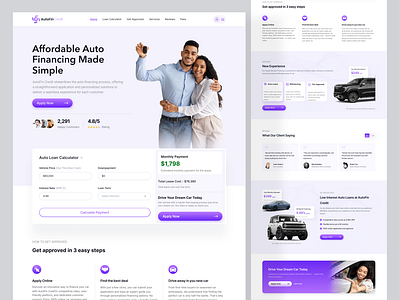 Auto Loans & Car Financing Website Design auto financing auto loan car financing car purchase finance platform financial services fintech design loan application loan calculator loan comparison loan management new ui design vehicle loan web app design website