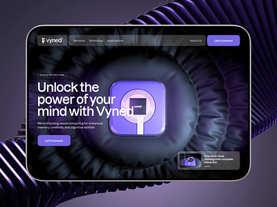 Vyned - Website design for the neuro-computing company 3d futuristic hero section home page landing landing page product scroll animation ui ui design user experience user interface ux web web design web page website