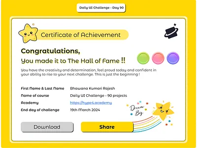 Daily UI Challenge #90 - A Challenge completion certificate daily ui challenge design hype 4 academy square.one ui ux ux design