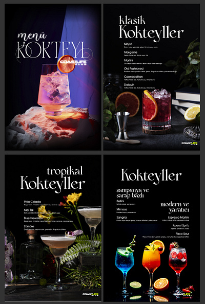 Kokteyl Menü Tasarımı branding graphic design