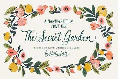 The Secret Garden Font Duo calligraphy fairytale feminine font greeting card greeting cards romantic script typeface typography wedding whimsical