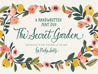 The Secret Garden Font Duo calligraphy fairytale feminine font greeting card greeting cards romantic script typeface typography wedding whimsical