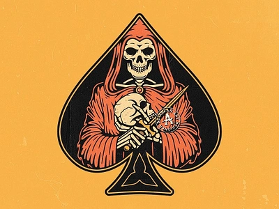 ACE OF SPADES ace alterfan artist cards coverart design halloween illustration knife poker reaper skeleton skull spades vector