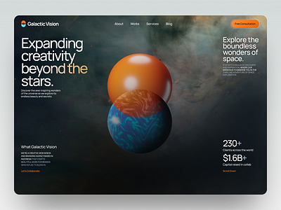 Galactic Vision - Creative Agency Website agency creative creative agency digital agency galaxy homepage landing page planet studio ui universe website