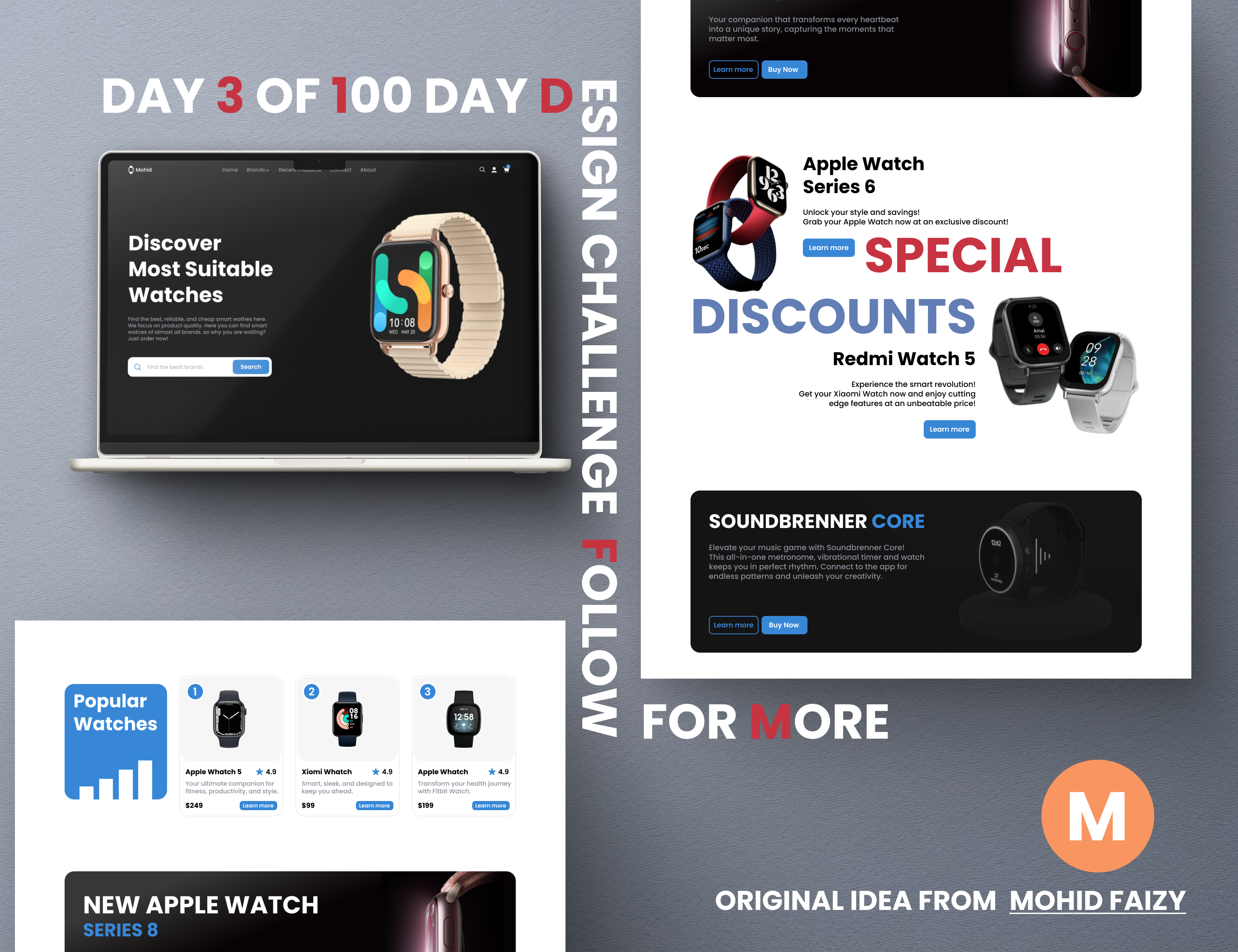 Day 3 of 100 day design challenge branding design online shop ui ui ux design ux watch watch shop
