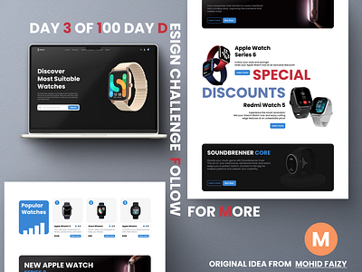 Day 3 of 100 day design challenge branding design online shop ui ui ux design ux watch watch shop