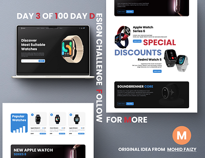 Day 3 of 100 day design challenge branding design online shop ui ui ux design ux watch watch shop