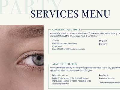 Services Menu Graphic Design aesthetics branding clinic design doctor event marketing flyer graphic design illustrator logo marketing medical medspa menu photoshop price list print design services