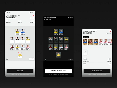 Captain selected! captain dark theme football football fantasy light theme lineup metaverse mobile app mobile game product design ui design web3