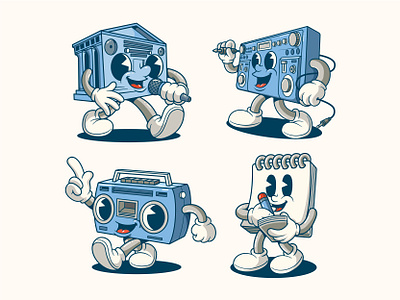 Mascot Characters | The Academy of Noise 90s cartoon characters design graphic design illustration mascot mascot characters retro retro cartoon retro illustration retro mascot