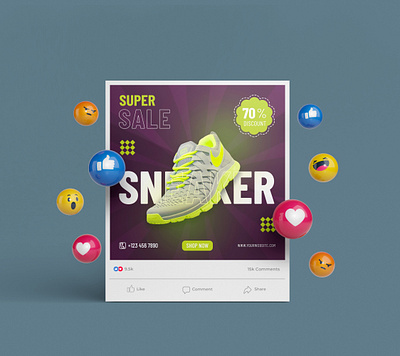 Sneaker Social Media Post Design advertising banner design brand identity design graphic design instagram marketing post poster design shoes sneaker sneaker design social media social media design social media post