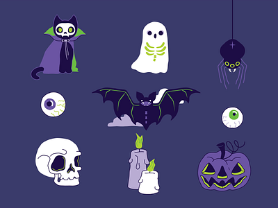 Spooky Animated Illustrations | UI Motion Graphics Inspiration animation app bat cat design eye ball ghost graphic design halloween illustration jack o lantern motion graphics scary set skull spider spooky svg animation svgator vampire