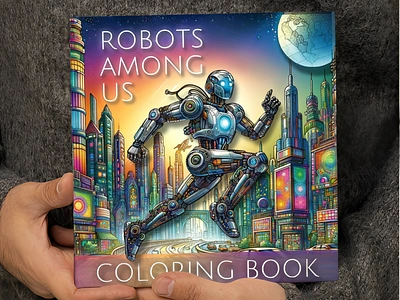 Robots Among Us: Human Tasks Through Mechanical Eyes Campaign book cover branding coloring book design graphic design illustration mockup social media social media campaign