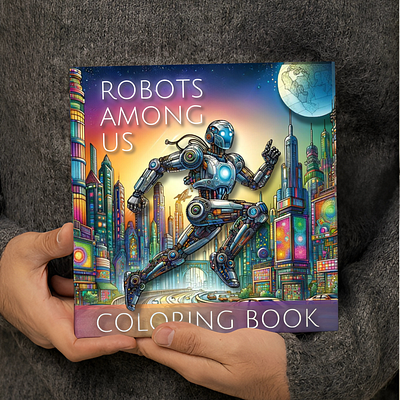 Robots Among Us: Human Tasks Through Mechanical Eyes Campaign book cover branding coloring book design graphic design illustration mockup social media social media campaign