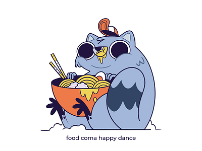 Ramen Raccoon Illustration | Character Motion Design animation app character cute dance design eating food food coma graphic design happy illustration motion graphics raccoon ramen svg animation svgator