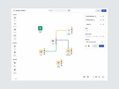 Marketing Automation - Journey setup automation crm design email fabulo journey listing marketing path product design sms ui user experience user interface ux