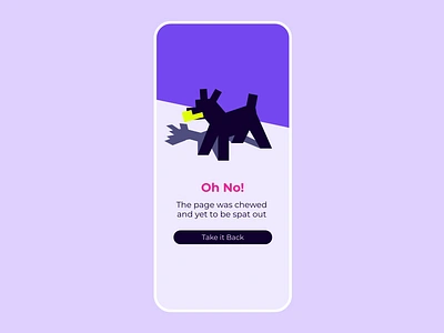 404 Page Animation | Error Message | UI/UX Mobile Design 404 404 page animation app character design dog error message graphic design illustration motion graphics neon svg animation svgator ui ux