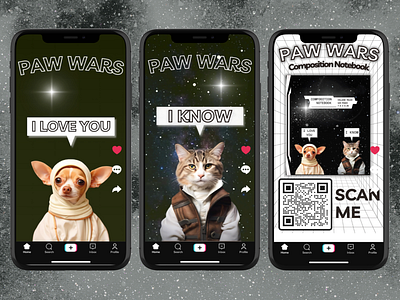 Paw Wars Composition Notebook Cover & TikTok Social Media Video book cover branding design graphic design illustration mockup social media social media campaign