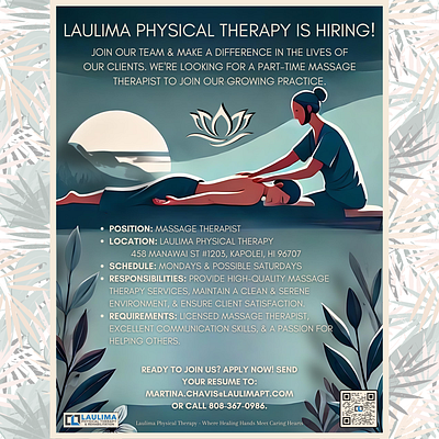 Laulima Physical Therapy Hiring Flyer branding design flyer graphic design illustration logo