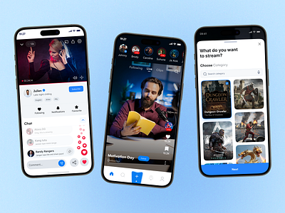 Streaming Mobile App app app design broadcast design game ios live streaming mobile mobile app design mobile app ui mobile ux modern app ui movie streaming music streaming podcast shasanko das streaming app twitch ui ux