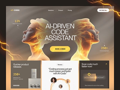 Website for AI Code Assistant ✦ Codix design interface product service startup ui ux web website