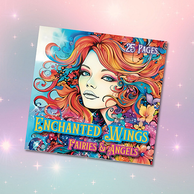 Enchanted Wings - Fairies and Angels book cover branding childrens book coloring book design graphic design illustration mockup social media