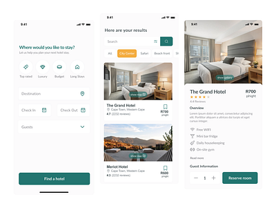 Hotel Reservations mobile UI design booking design hotel mobile app reservation