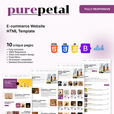 PurePetal E-commerce Website HTML Template e commerce design e commerce template html template ui web design web template website template