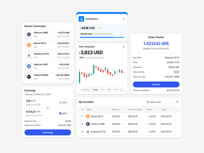 Crypto - Dashboard SAAS Component bitcoin blockchain button component crypto dashboard defi exchange finance finance component fintech money product design saas trading transcation ui design ux design wallet web3