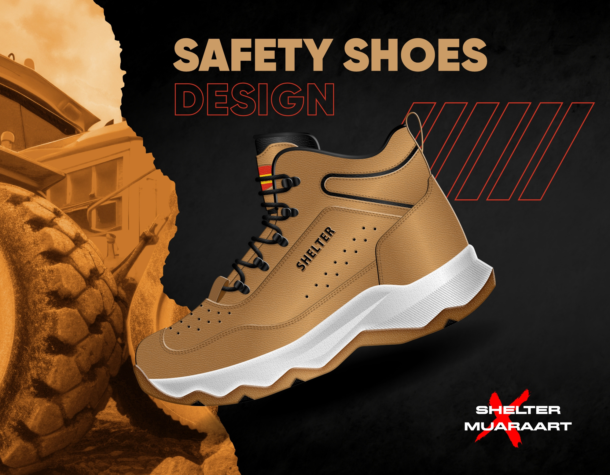 Collaboration Projects SHELTER X MUARA ART footwear design graphic design illustration shoes design techpack design vector