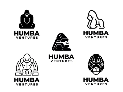 HUMBA logo proposals animal ape cyber gorilla humba invest logo motherboard proposal simple symbol tech technology