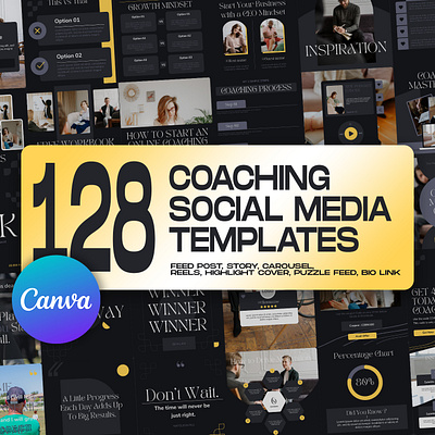 128 Coaching Social Media Templates canva template coach business coaching graphic design instagram feed instagram post template instagram stories template life coach social media banner social media kit social media pack social media templates