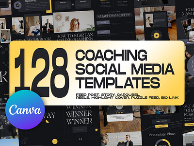 128 Coaching Social Media Templates canva template coach business coaching graphic design instagram feed instagram post template instagram stories template life coach social media banner social media kit social media pack social media templates