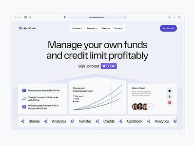 Dashboard for Easy Fund and Credit Management analytics banking dashboard finance fintech fintech app graphic design investment landing page management management tool online banking product design startup ui ux wallet web app webdesign