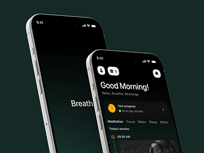 Breath - Meditation app design challenge focus meditation mobile apps ui ui design