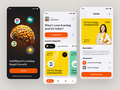 E-Learning App app design app ui ux elearning ui ux design