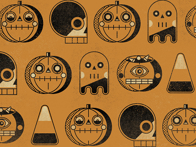 Halloween Pattern #1 ghost graphic design halloween illustration pattern pumpkins retro scary spooky texture vintage