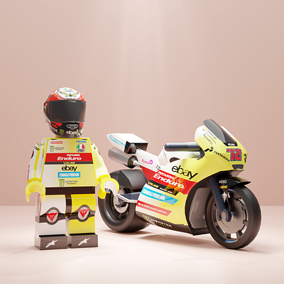 3D Lego Model of Marco Bezzecchi | Blender 3d 3d 3d modeling artwork bezzecchi bike blender graphic design illustration lego minifig motogp motor race toys