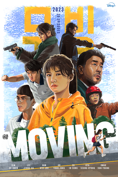 Moving (2023) Alternative Series Poster film go youn jung han hyo joo illustration kdrama korea drama korean movie moving poster series superhero vector