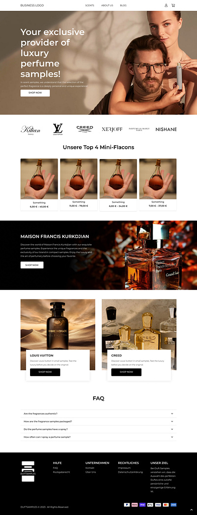 Perfume website Landing Page branding design graphic design illustration ui