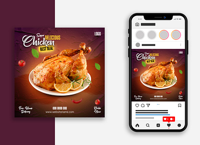 Food Social Media Post Design advertising branding chicken design food food social media post design graphic design instagram marketing mockup restaurant socialmedia unique unique design